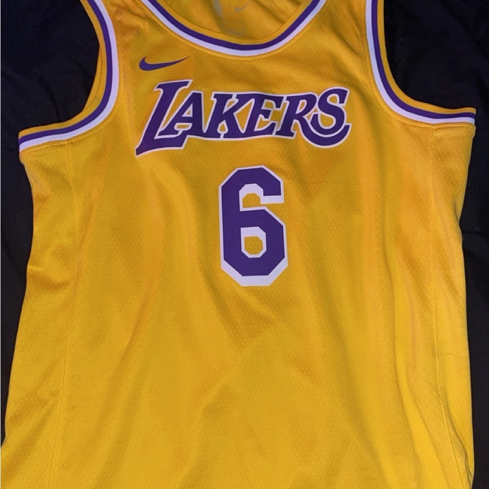 Nike Lakers Lebron James Yellow Basketball Jersey